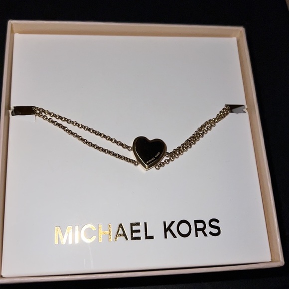 NIB Michael Kors Brilliance Gold-tone Heart Charm Slider Bracelet MKJ6395710 - Picture 7 of 7